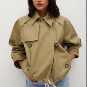 MANGO: Cropped Trench Coat with lapels (Size- XS)- NWOT